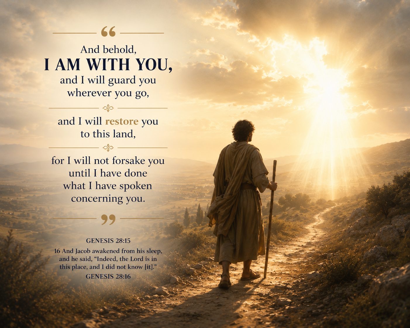 Photo attached to a reason: He promised in Genesis 28:15..